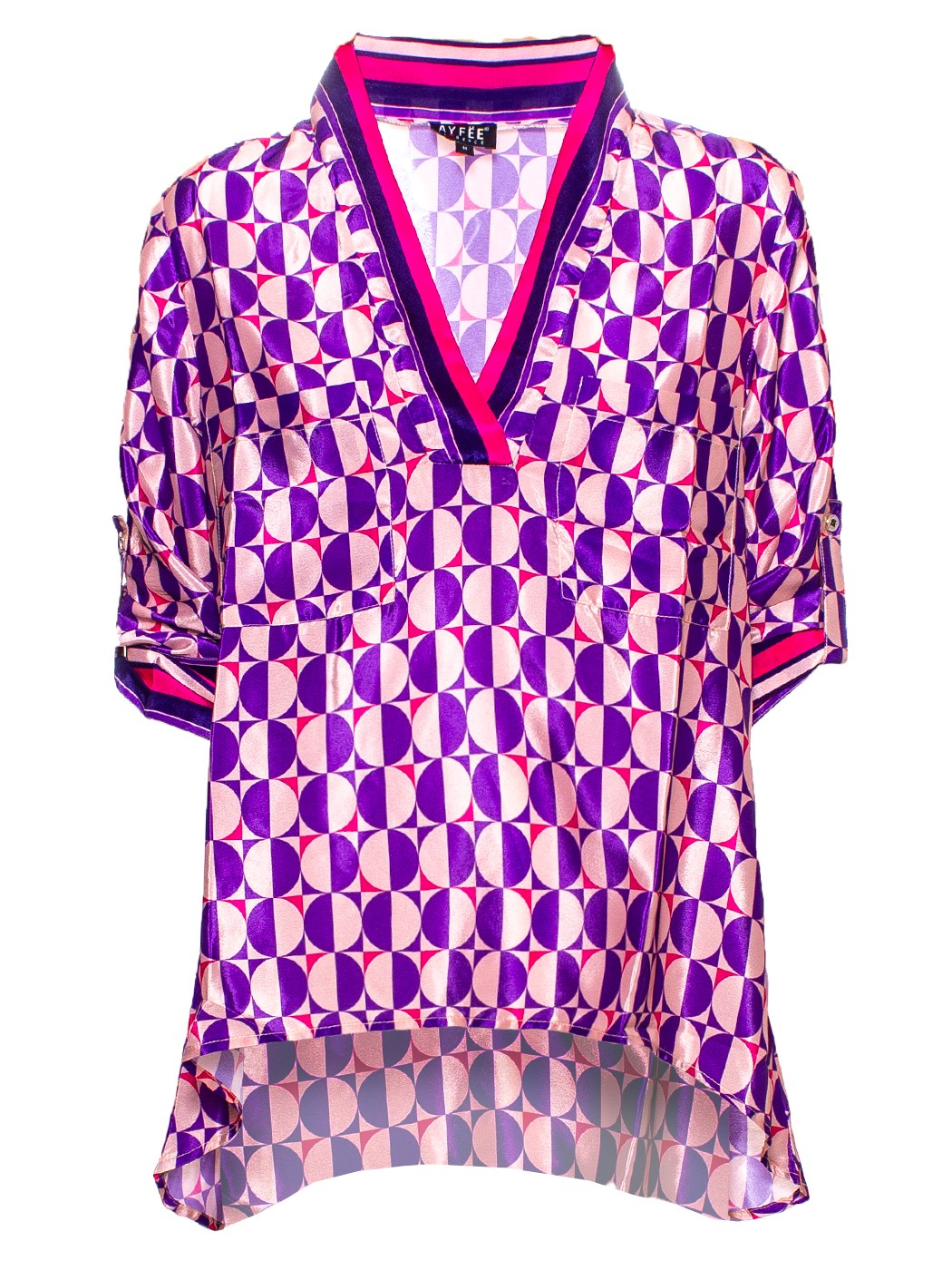 BLUSA SCOLLO A V ,4 TG,90% POLY 10% SETA, MADE IN INDIA
